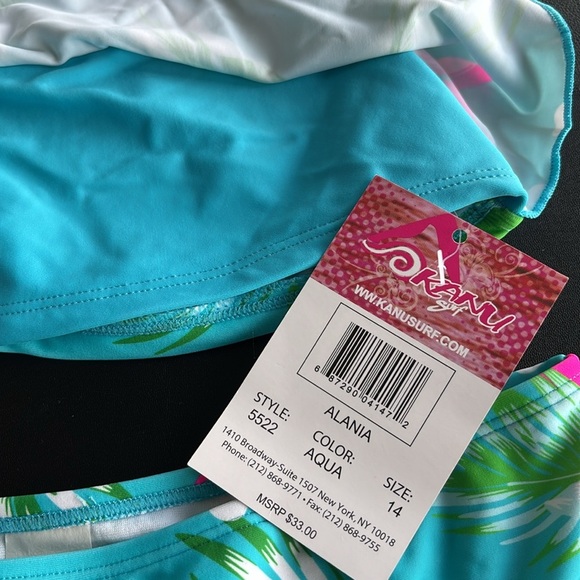 Kanu Surf UPF 50+ Alania Bikini set, tropical floral,ruffle top - Picture 2 of 5